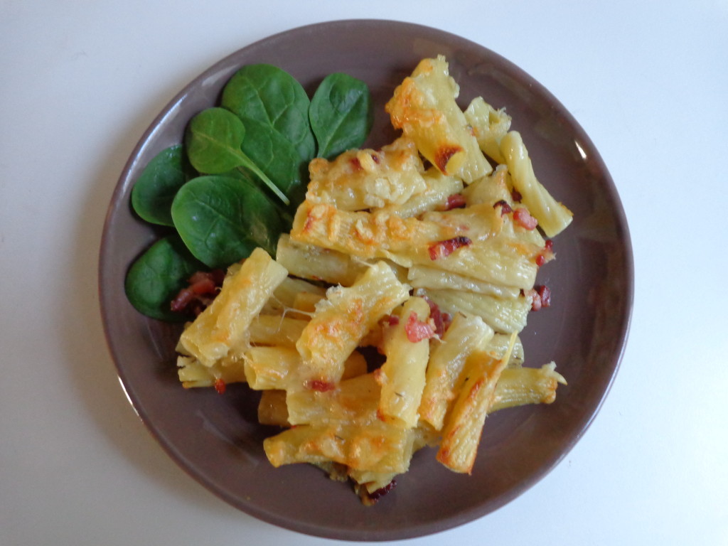 Gratin de tortiglioni aux lardons The Everyday French Chef